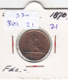 S30-BEL-0021 Belgium 2 Centimes VF 1870 KM35.1   Waals