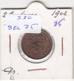 S30-BEL-0025 Belgium 2 Centimes VF 1902 KM35.1   Waals