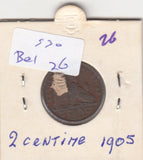 S30-BEL-0026 Belgium 2 Centimes VF 1905 KM36   Vlaams
