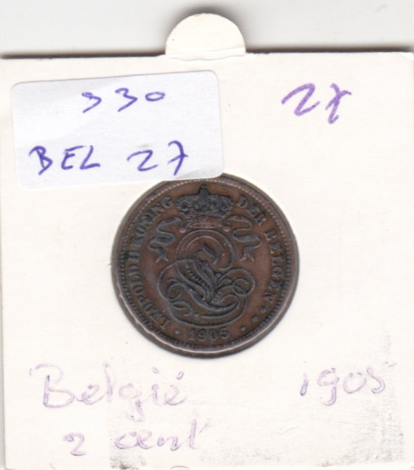 S30-BEL-0027 Belgium 2 Centimes FI/VF 1905 KM36   Vlaams