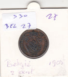 S30-BEL-0027 Belgium 2 Centimes FI/VF 1905 KM36   Vlaams
