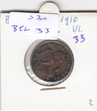 S30-BEL-0033 Belgium 2 Centimes VF 1910 KM65   Vlaams