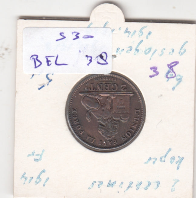 S30-BEL-0038 Belgium 2 Centimes XF 1914 KM64   Waals