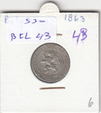 S30-BEL-0043 Belgium 5 Centimes VF 1863 KM21   Waals