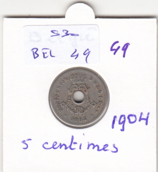S30-BEL-0049 Belgium 5 Centimes VF 1904 KM55   Vlaams
