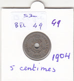 S30-BEL-0049 Belgium 5 Centimes VF 1904 KM55   Vlaams