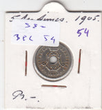 S30-BEL-0054 Belgium 5 Centimes VF 1905 KM54   Waals