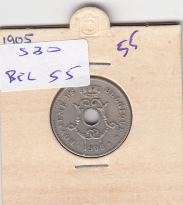 S30-BEL-0055 Belgium 5 Centimes VF 1905 KM54   Waals