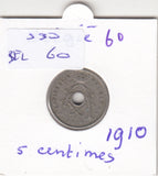 S30-BEL-0060 Belgium 5 Centimes FI/VF 1910 KM67   Vlaams