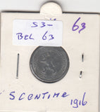 S30-BEL-0063 Belgium 5 Centimes FI/VF 1916 KM80   Belqique-Belgie