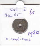 S30-BEL-0065 Belgium 5 Centimes FI 1920 KM67   Vlaams