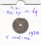 S30-BEL-0069 Belgium 5 Centimes VF 1920 KM66   Waals