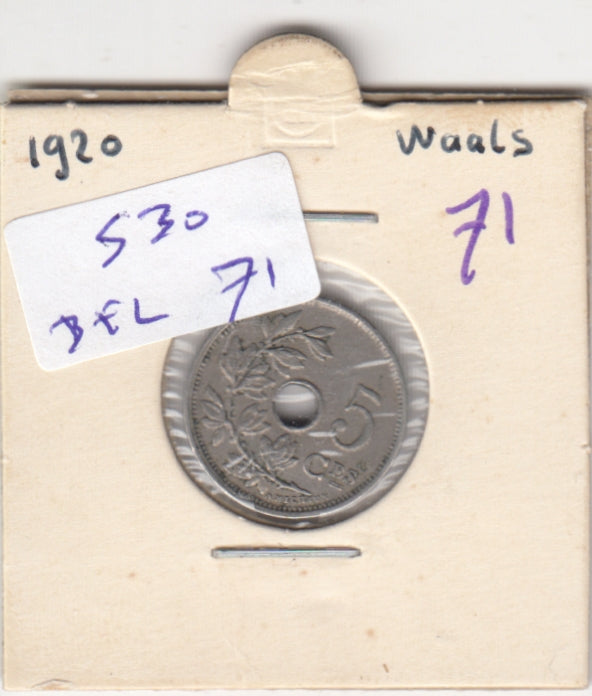 S30-BEL-0071 Belgium 5 Centimes Fi 1920 KM66   Waals
