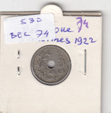 S30-BEL-0074 Belgium 5 Centimes VF 1922 KM66   Waals