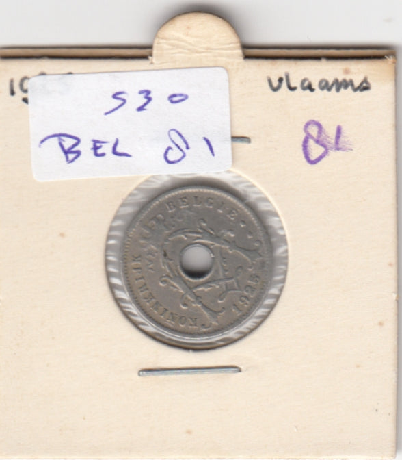 S30-BEL-0081 Belgium 5 Centimes VF 1925 KM67   Vlaams