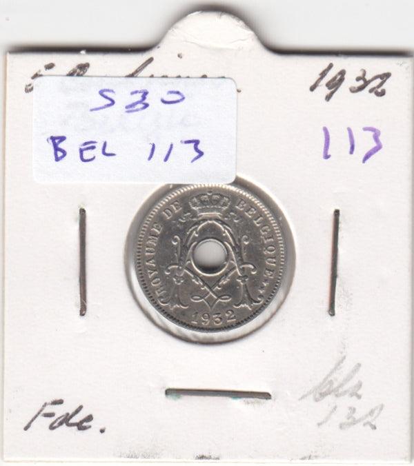 S30-BEL-0113 Belgium 5 Centimes VF 1932 KM93  Waals