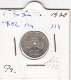 S30-BEL-0114 Belgium 5 Centimes FI 1938     Belqique-Belgie