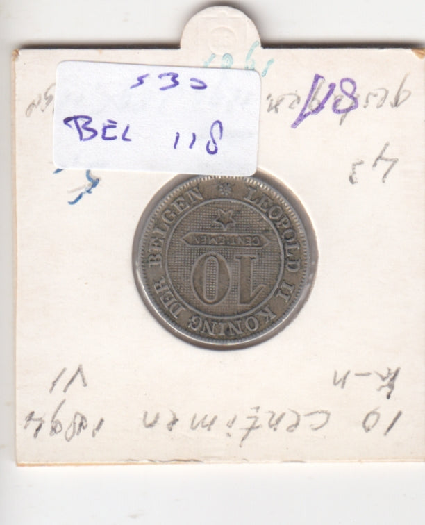 S30-BEL-0118 Belgium 10 Centimes VF 1894 KM43   Vlaams