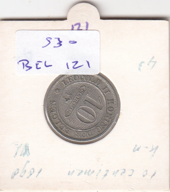 S30-BEL-0121 Belgium 10 Centimes XF 1898 KM43   Vlaams