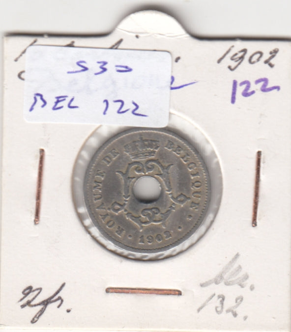 S30-BEL-0122 Belgium 10 Centimes VF 1902 KM49   Waals