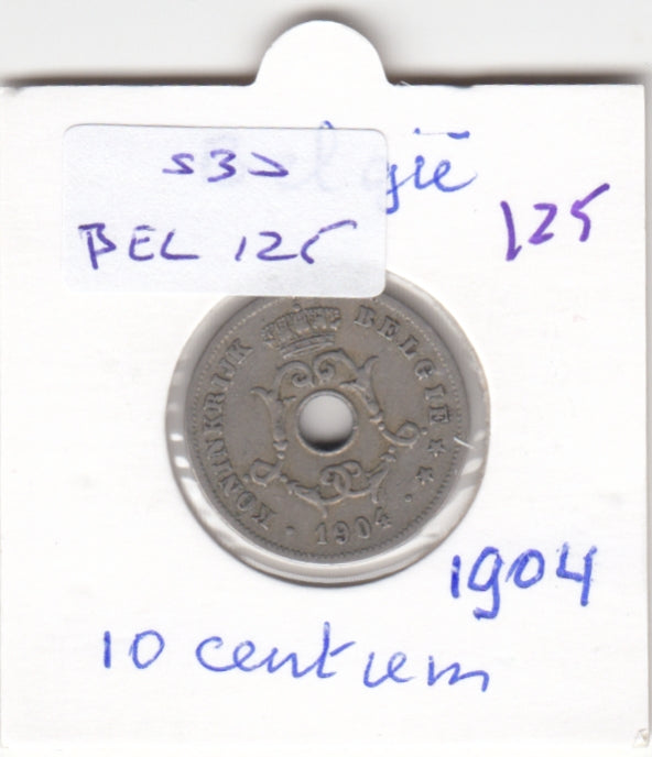 S30-BEL-0125 Belgium 10 Centimes FI/VF 1904 KM53   Vlaams