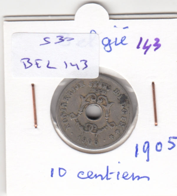 S30-BEL-0143 Belgium 10 Centimes VF 1905 KM53   Vlaams