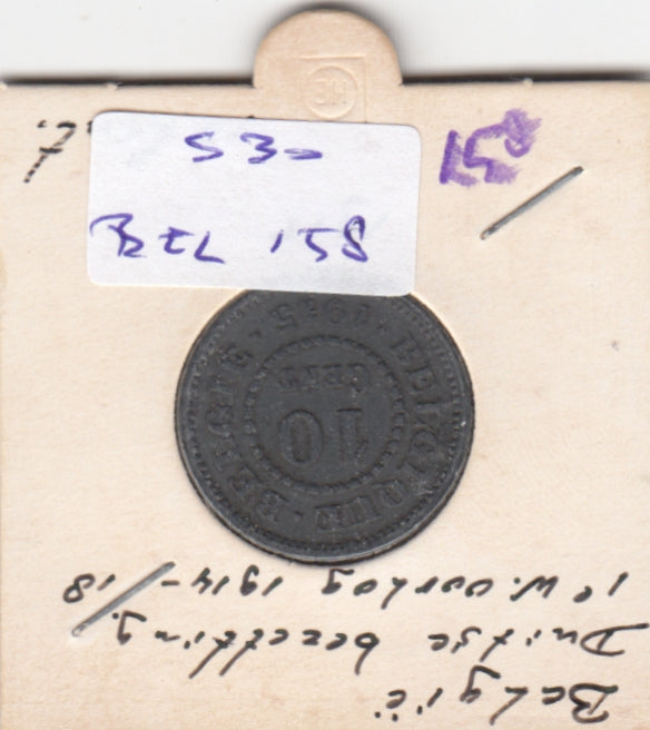 S30-BEL-0158 Belgium 10 Centimes FI/VF 1915 KM81   Belqique-Belgie