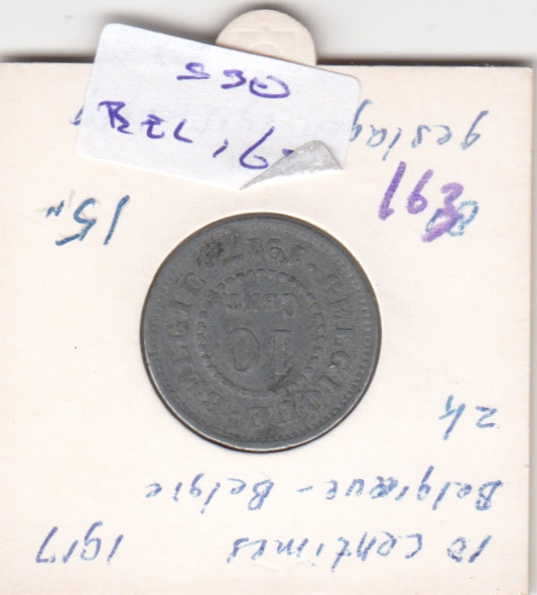 S30-BEL-0163 Belgium 10 Centimes FI/VF 1917 KM81   Belqique-Belgie