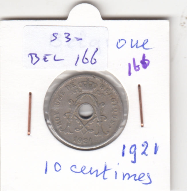 S30-BEL-0166 Belgium 10 Centimes VF 1921 KM85   Waals