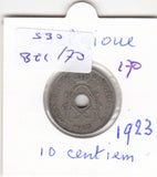 S30-BEL-0170 Belgium 10 Centimes FI/VF 1923 KM85   Waals