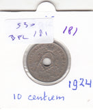 S30-BEL-0181 Belgium 10 Centimes FI/VF 1924 KM86   Vlaams