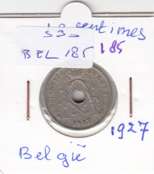 S30-BEL-0185 Belgium 10 Centimes FI/VF 1927 KM86   Vlaams