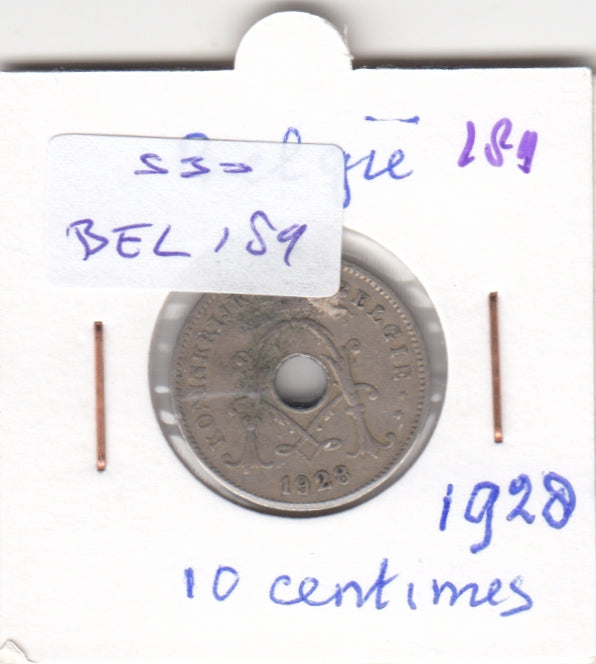 S30-BEL-0189 Belgium 10 Centimes FI/VF 1928 KM86   Vlaams