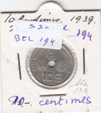 S30-BEL-0194 Belgium 10 Centimes VF 1939 KM113   Belgie-Belqique
