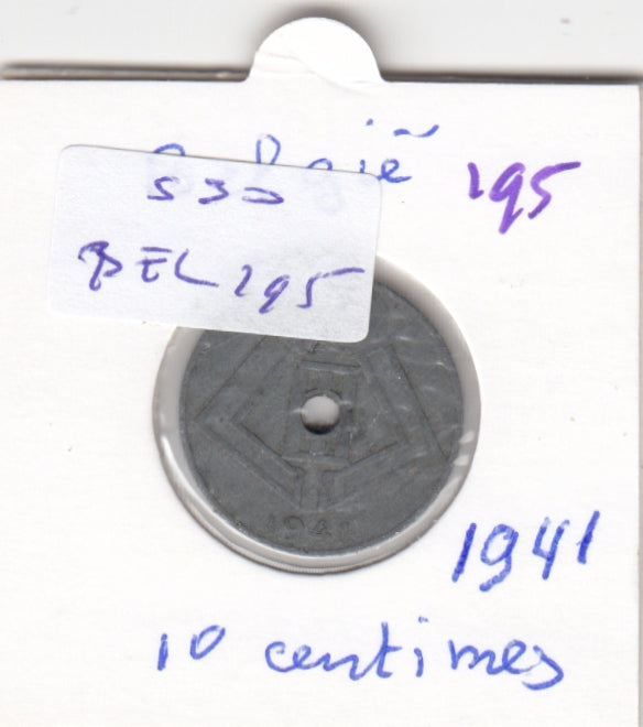 S30-BEL-0195 Belgium 10 Centimes FI/VF 1941 KM125   Belqique-Belgie