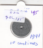 S30-BEL-0195 Belgium 10 Centimes FI/VF 1941 KM125   Belqique-Belgie