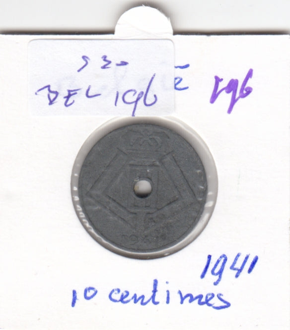 S30-BEL-0196 Belgium 10 Centimes FI/VF 1941 KM125   Belqique-Belgie