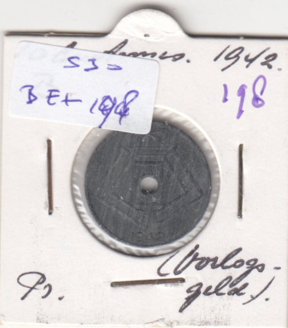 S30-BEL-0198 Belgium 10 Centimes FI/VF 1942 KM125   Belqique-Belgie