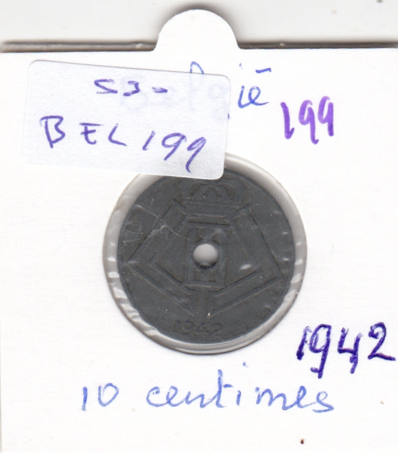 S30-BEL-0199 Belgium 10 Centimes FI/VF 1942 KM125   Belqique-Belgie