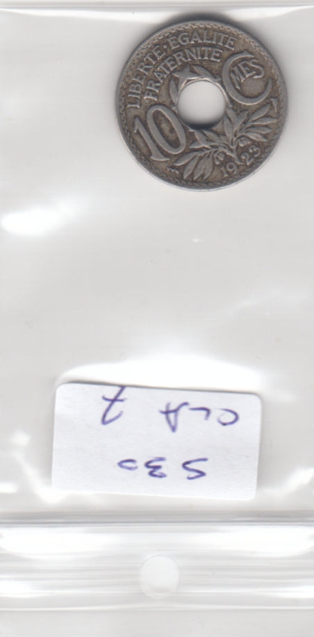 France 10 Centimes F 1923 KM#866a Paris Lindauer, cornucopia mintmark