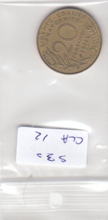 France 20 Centimes VF 1971 KM#930 Paris Marianne (Lagriffoul)