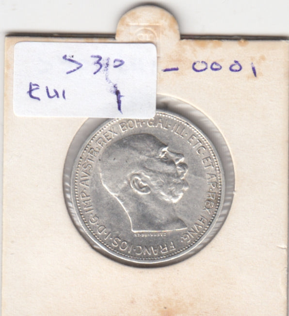 S30-EU1-0001 Austria 2 Corona XF 1913 KM2821   Zilver