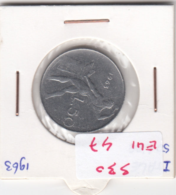 S30-EU1-0047 Italy 50 Lire VF 1963 KM95.1