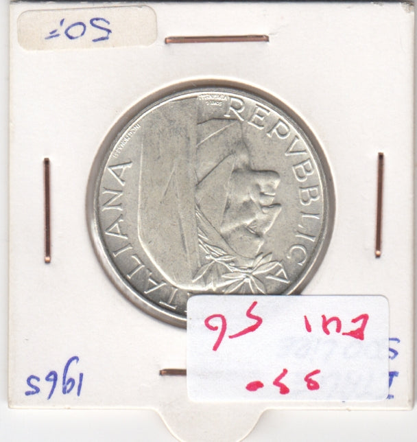 S30-EU1-0056 Italy 500 Lire UNC 1965 KM100  Zilver
