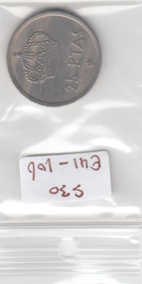 S30-EU1-0106 Spain 25 Pesetas VF- 1975 KM808 (*77)