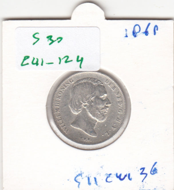 S30-EU1-0124 Netherlands 1/2 Gulden VF- 1868 KM92   Zilver