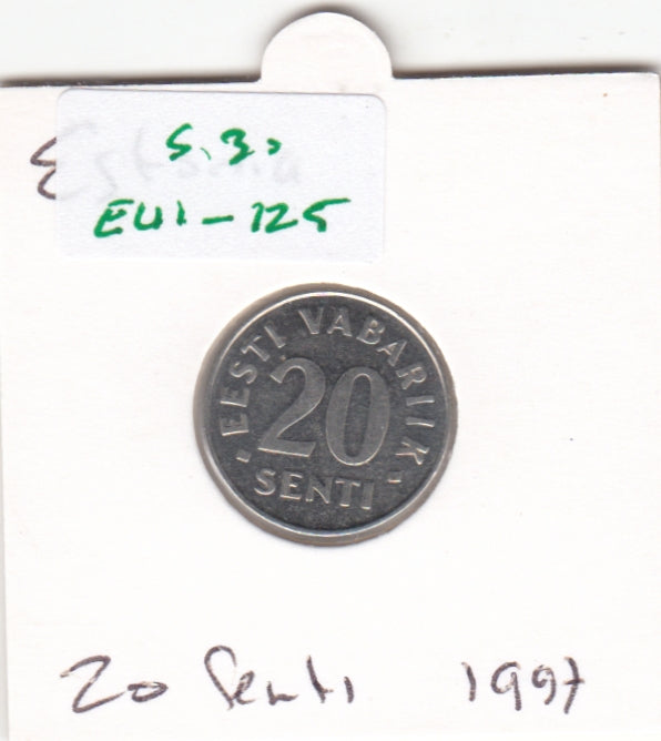 S30-EU1-0125 Estonia 20 Senti UNC 1997 KM23a