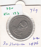 S30-EU1-0137 Poland 20 Zlotys VF+ 1976 Y69   Marceli Nowotko