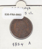 S30-FRA-0003 Frankrijk 5 Centimes  ZG/ZF 1854 KM777 A