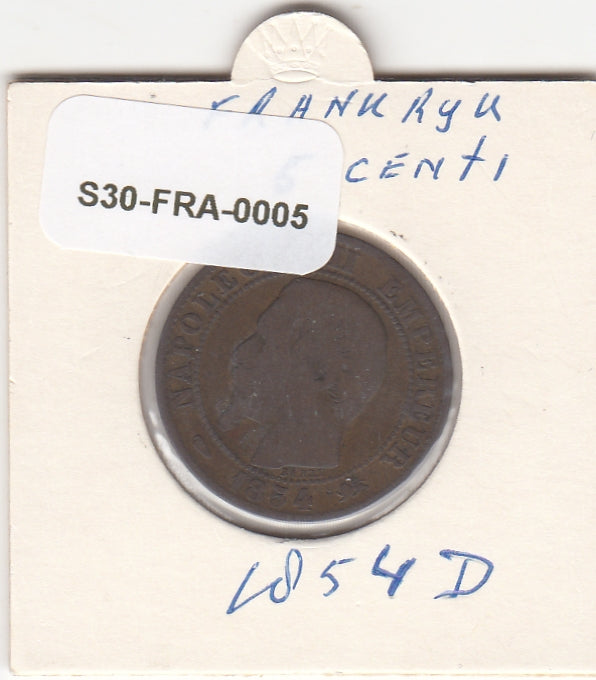 S30-FRA-0005 Frankrijk 5 centimes FI/VF 1854 KM777 D